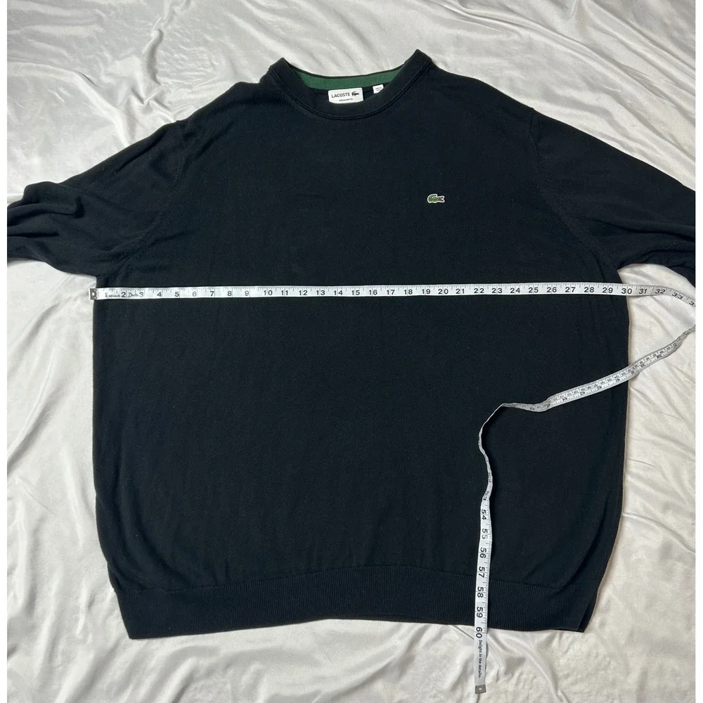 Lacoste Mens Black Regular Fit Crewneck Sweater Embroidered Croc Logo US 4XL FR9